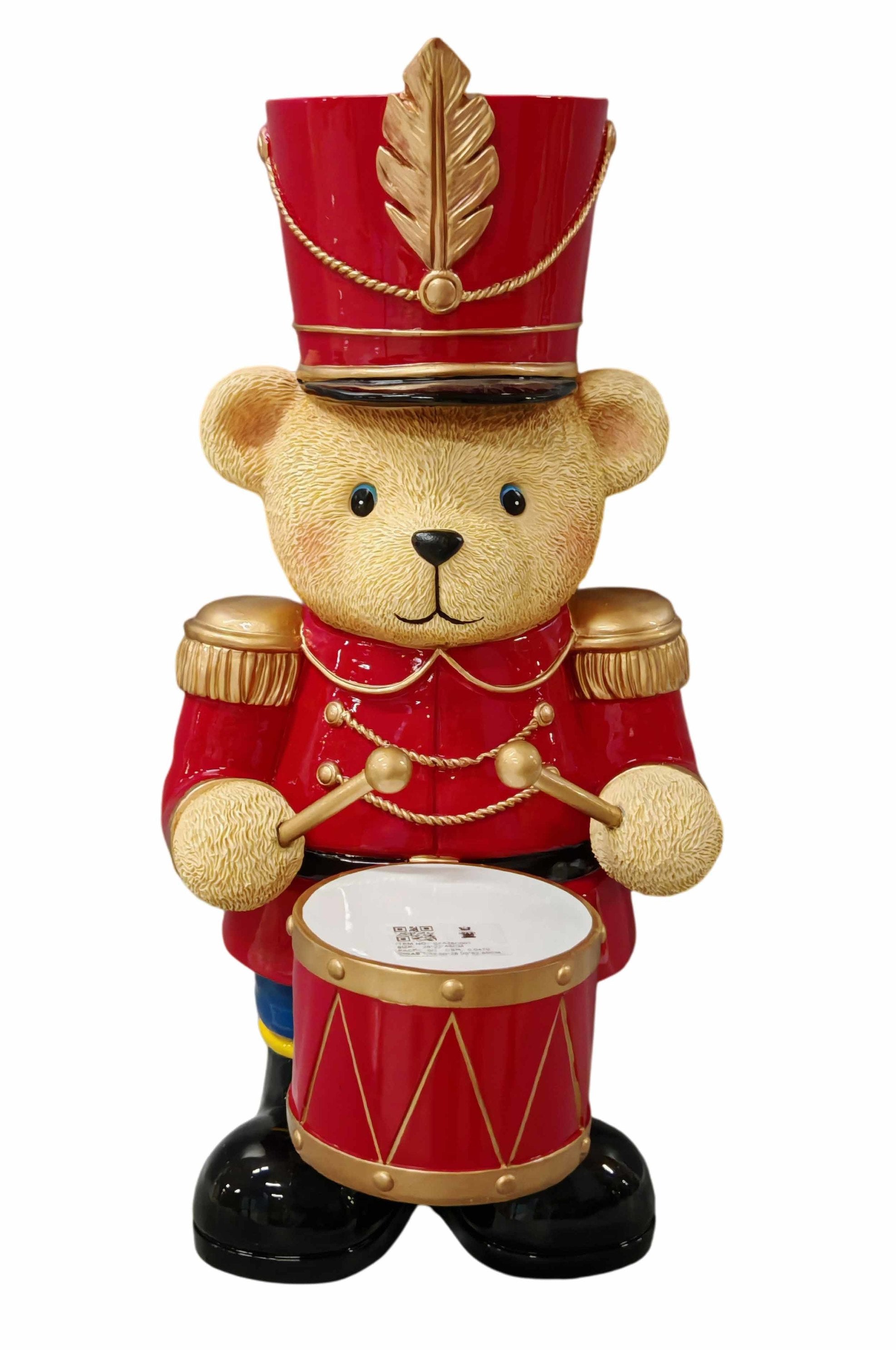 Feuillazur Rungis Produits de saison Ours tambour décoration Noël 46cm traditionnel