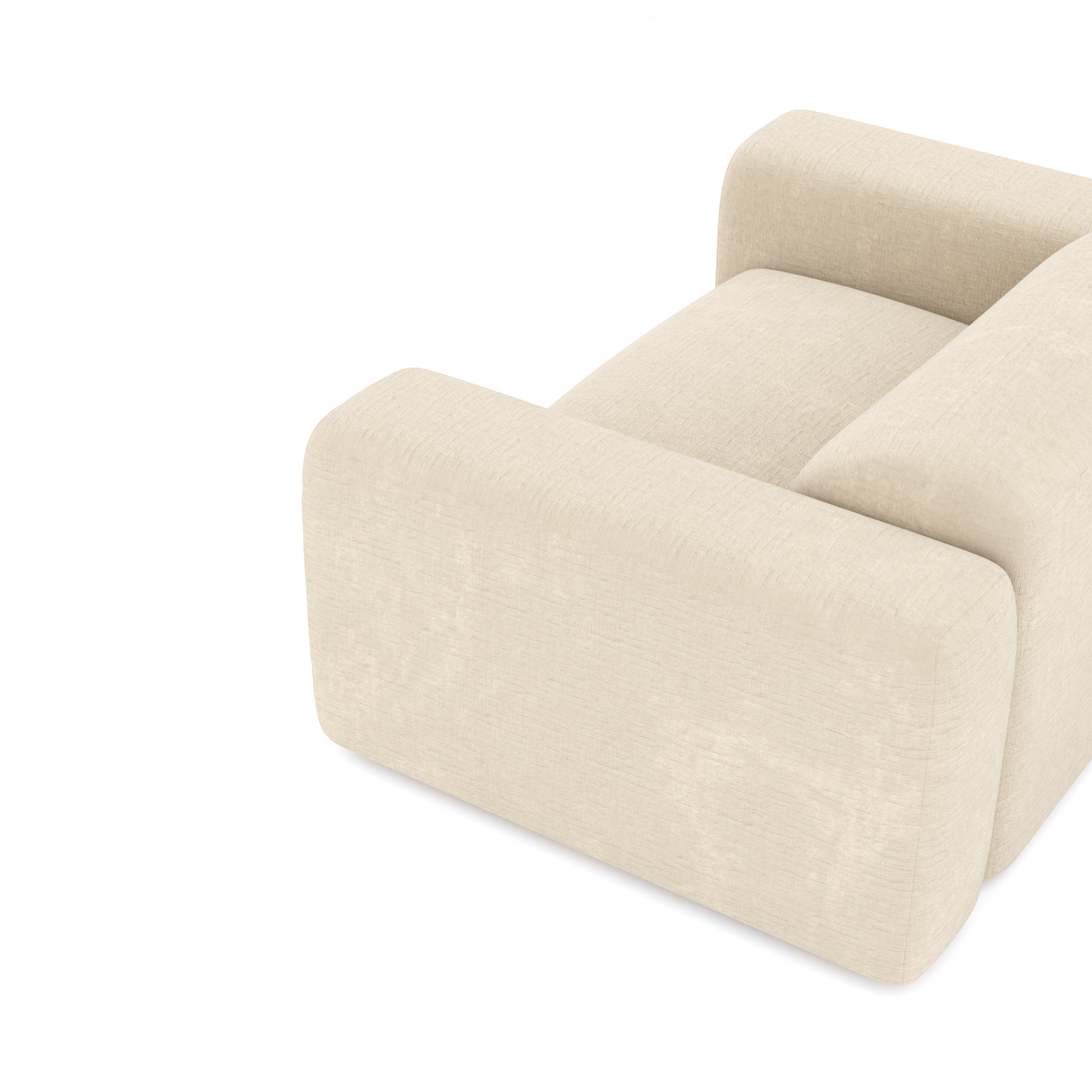 Sia Myra fauteuil tissu crème beige assise arrondie