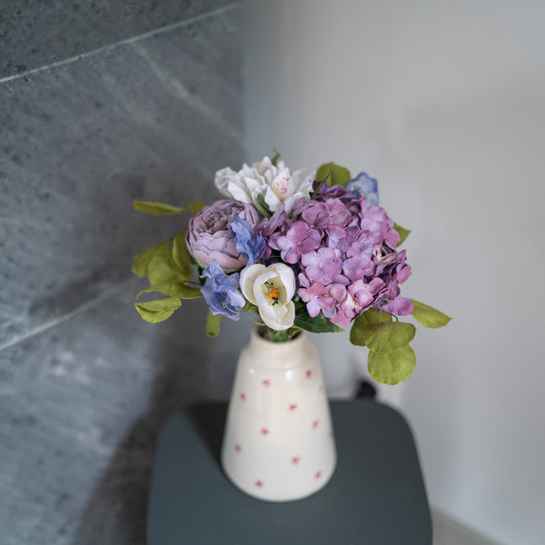 Flowrette Trenet bouquet fleurs papier mauve vert blanc
