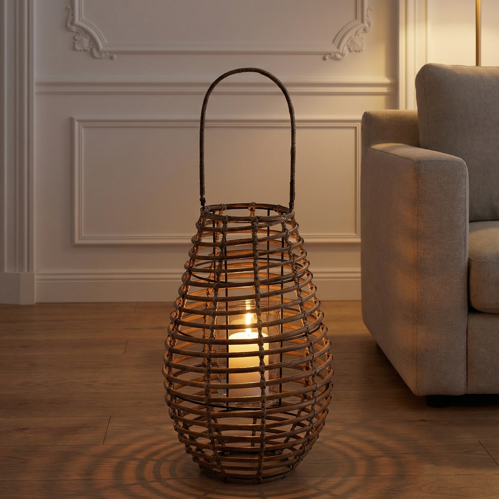 Sia Lanternes Replay lanterne 62 cm bois clair rotin