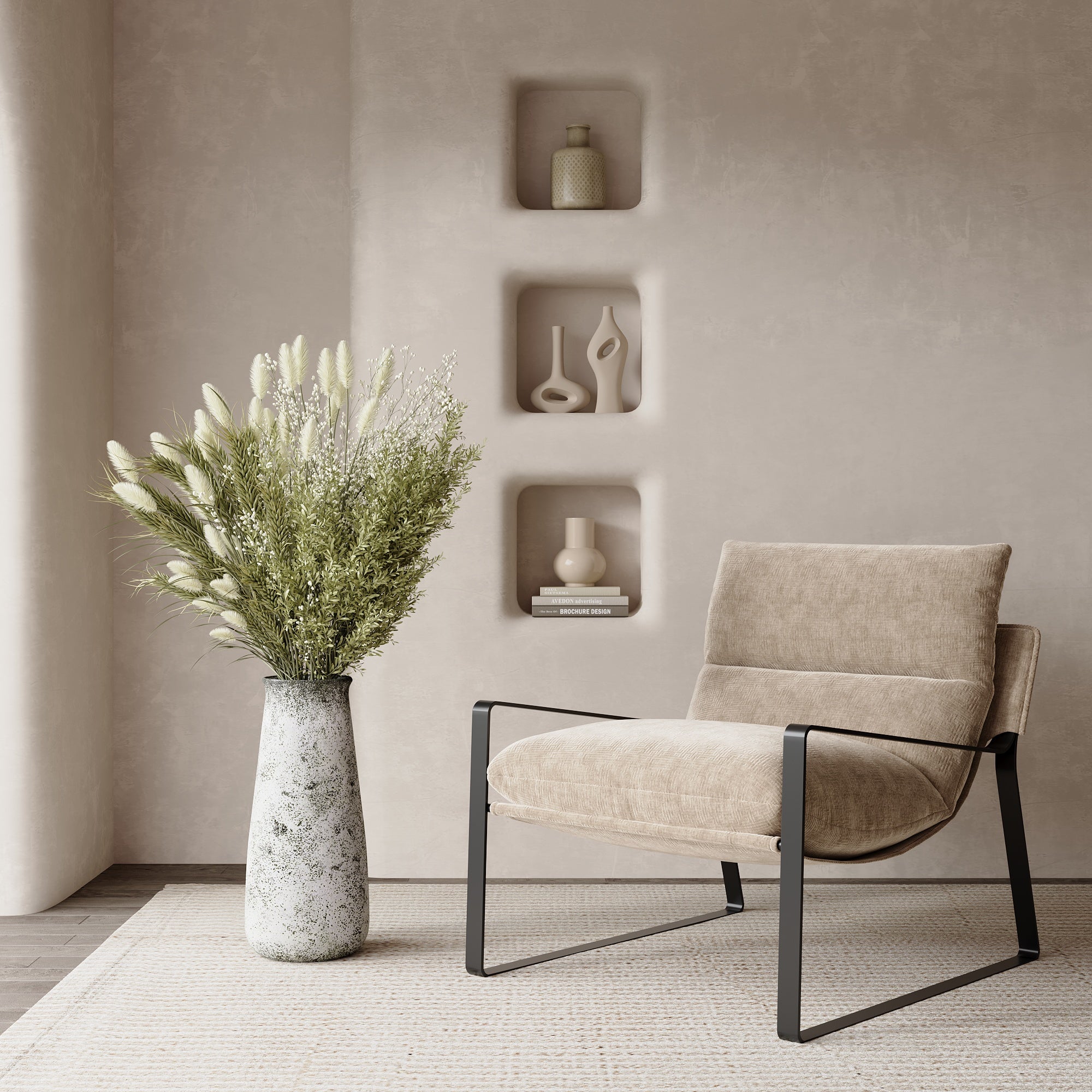 Sia Home Antica vase crème 54 cm fibre de ciment