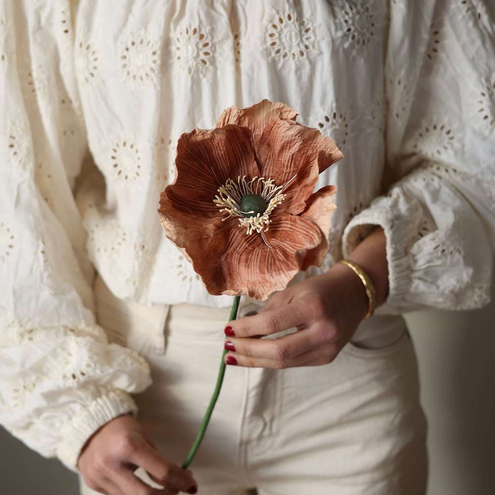 Flowrette Fleurs en papier Grand pavot fleur beige x1