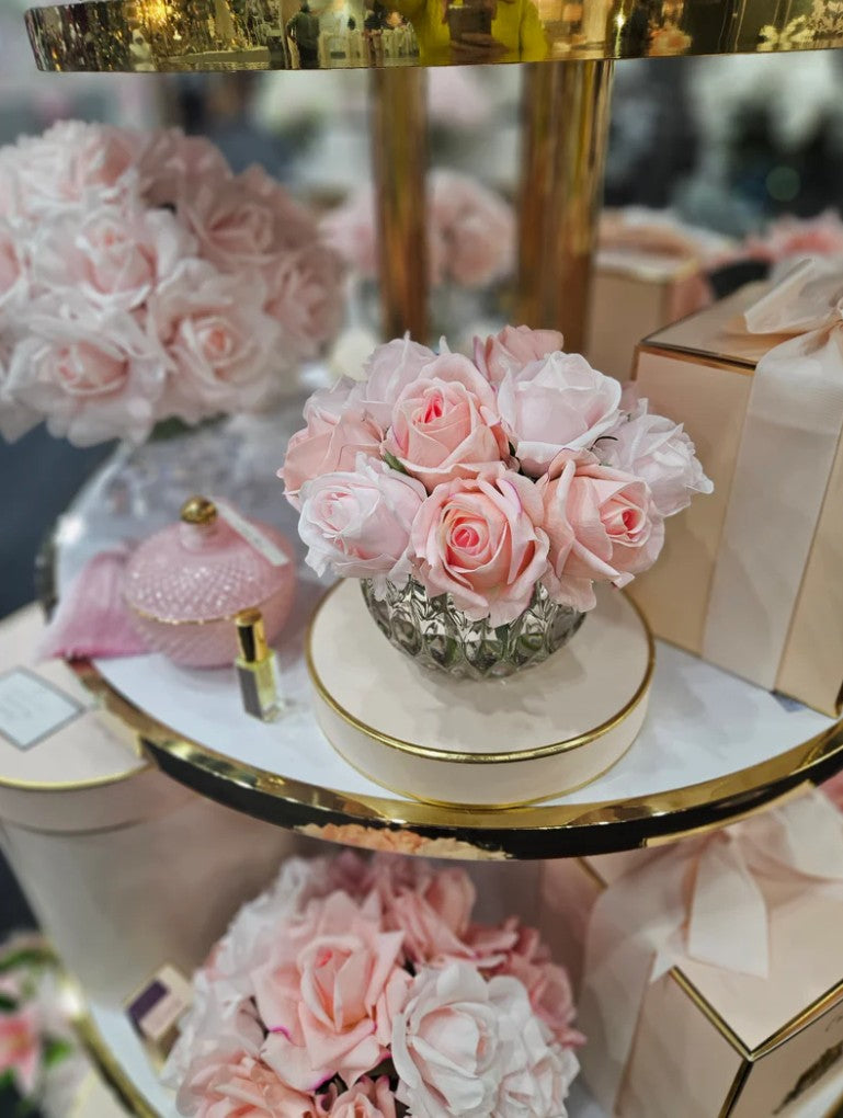 Côte Noire Grand RRB14 bouquet 13 boutons rose mixte verre