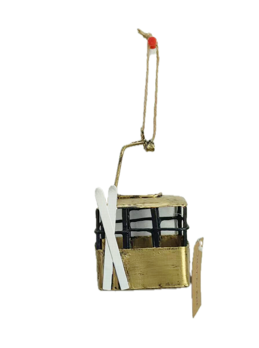 Feuillazur Télécabine décoration Noël doré 12cm