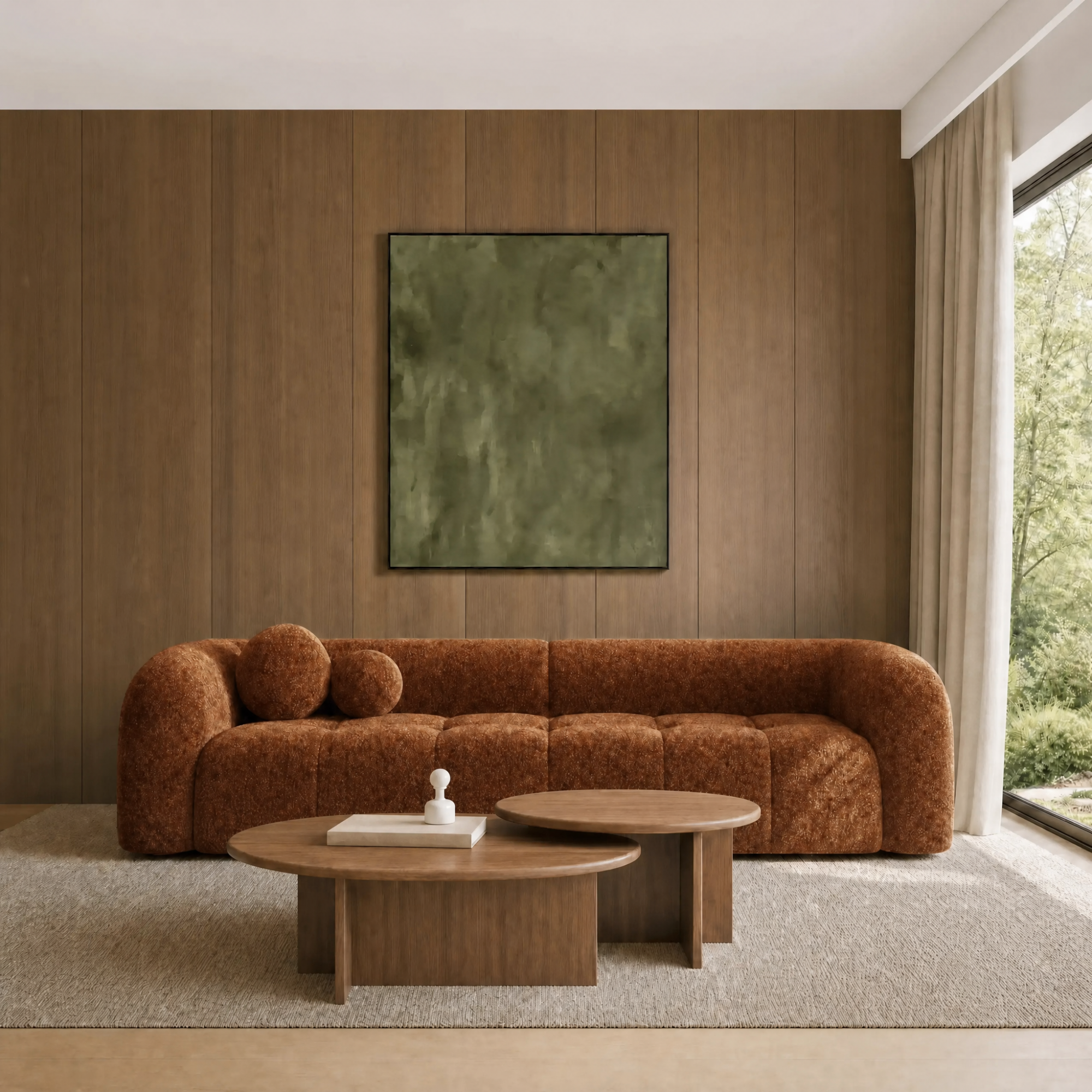 Sia Home Haussmann canapé 3 places droit brun expresso coussins boules
