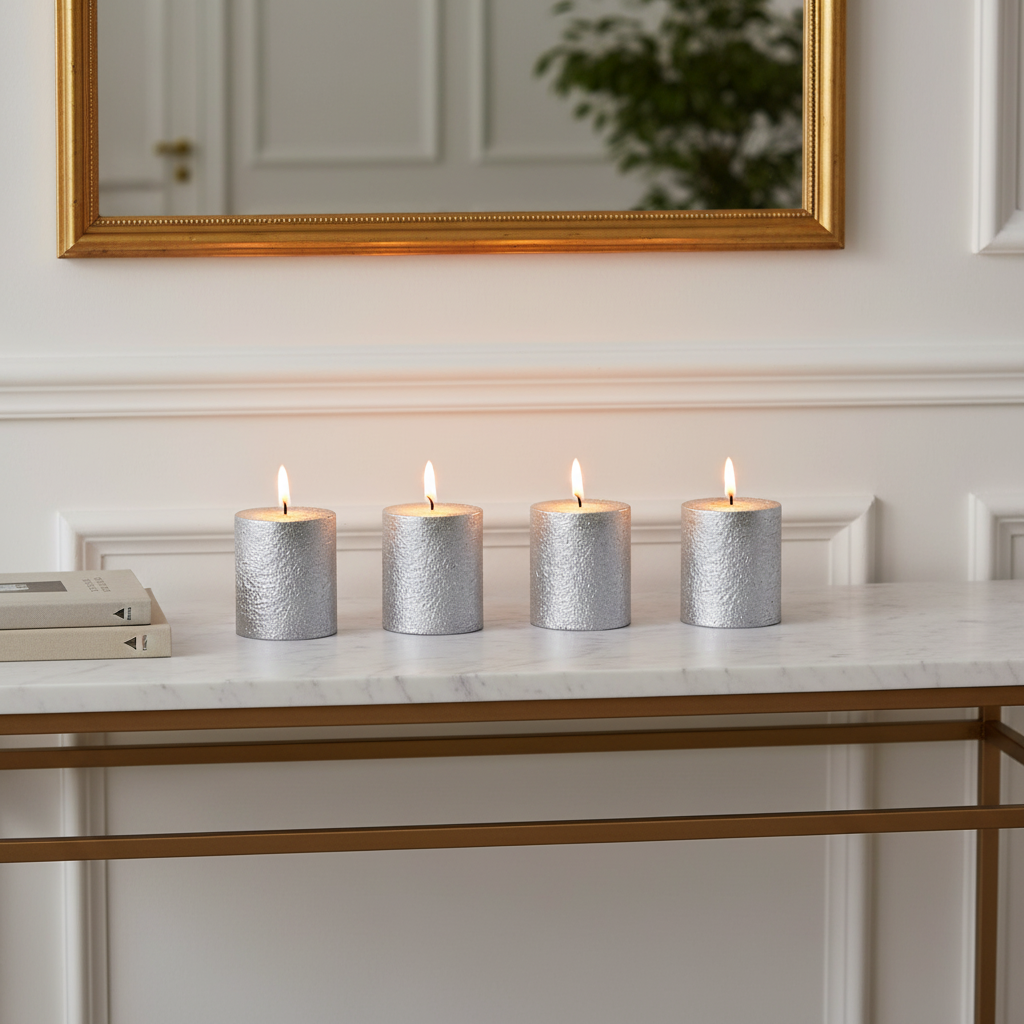 Sia Stripes Xs coffret 4 bougies cylindriques rose