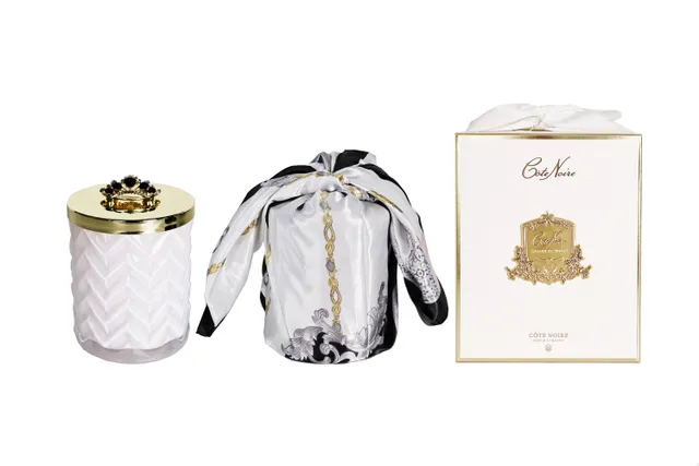 Côte Noire Herringbone HCG32 bougie Prosecco blanc doré 600g
