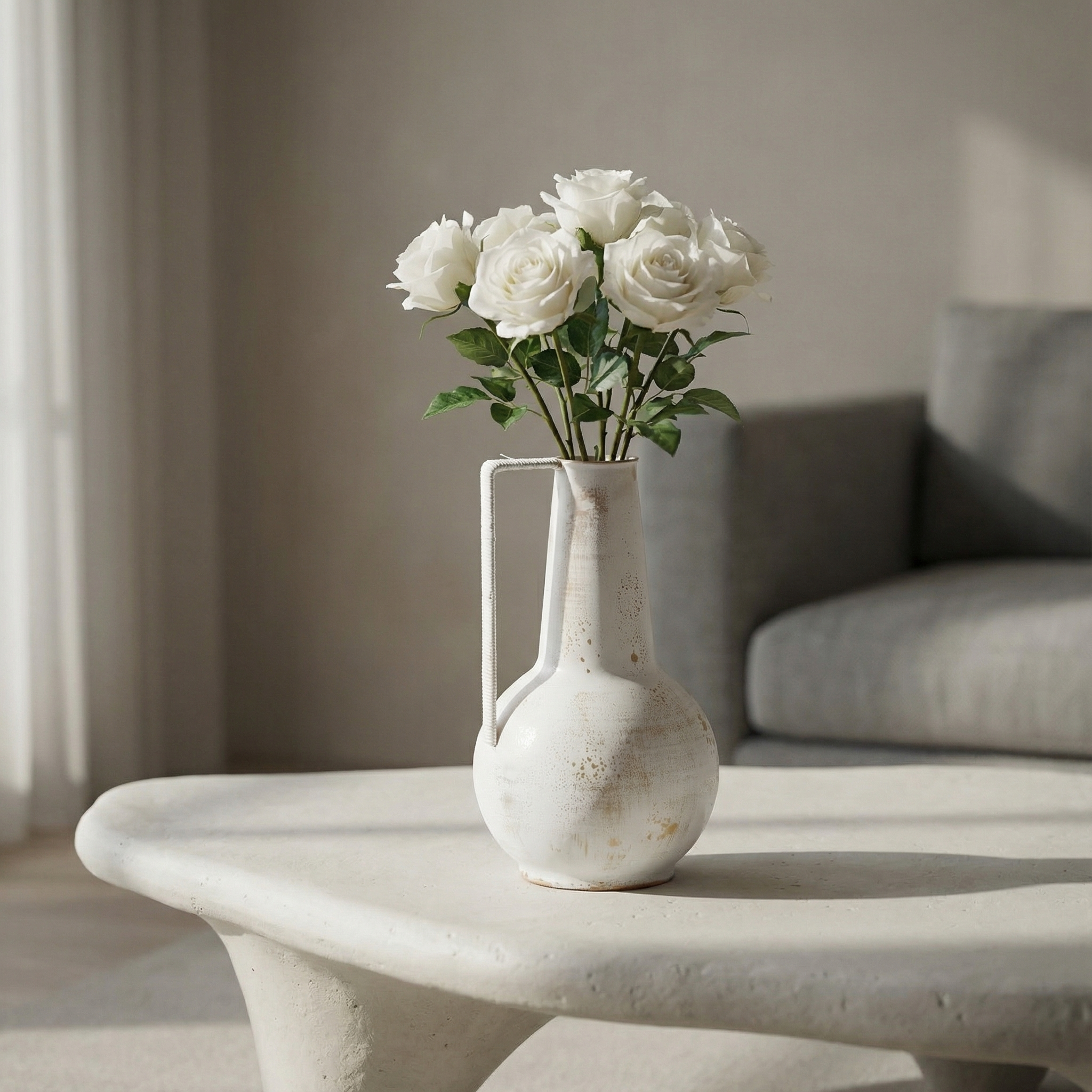 Sia Home Avena vase métal blanc 34 cm poire