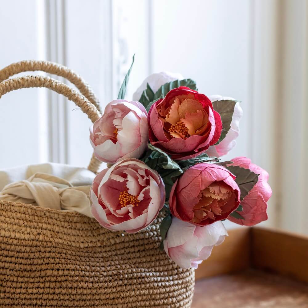 Flowrette Pivoine papier rose clair fleur x1