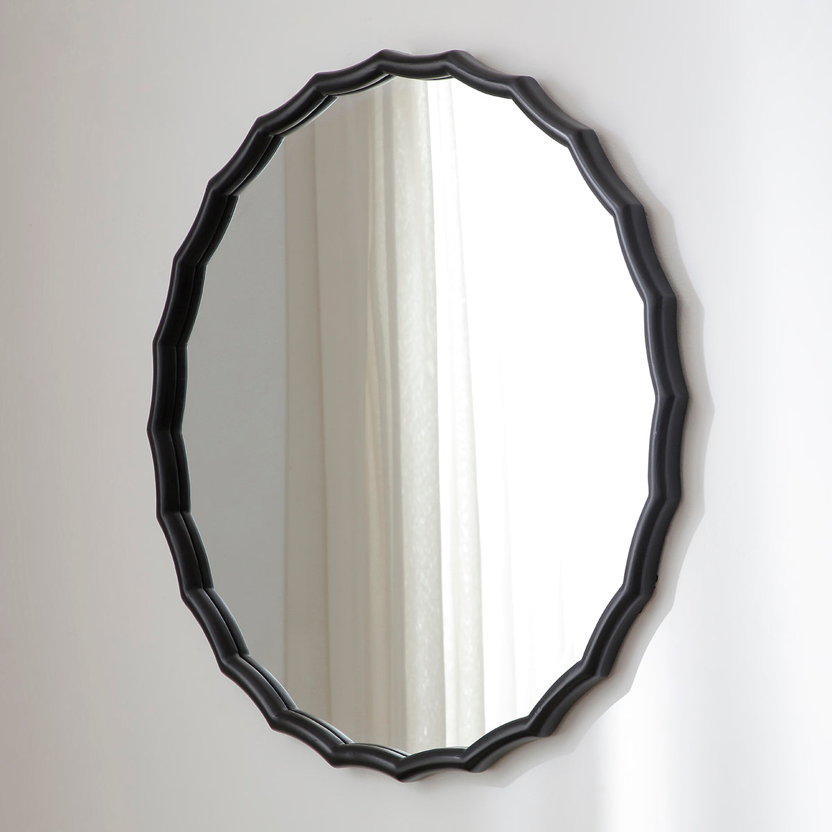 Sia Home Ondine miroir rond bois 76cm blanc