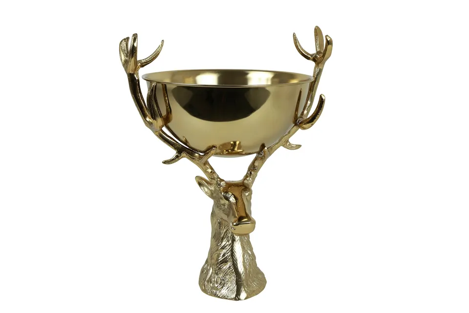 Feuillazur Rungis Contenant doré cerf verrerie 49x37x31cm