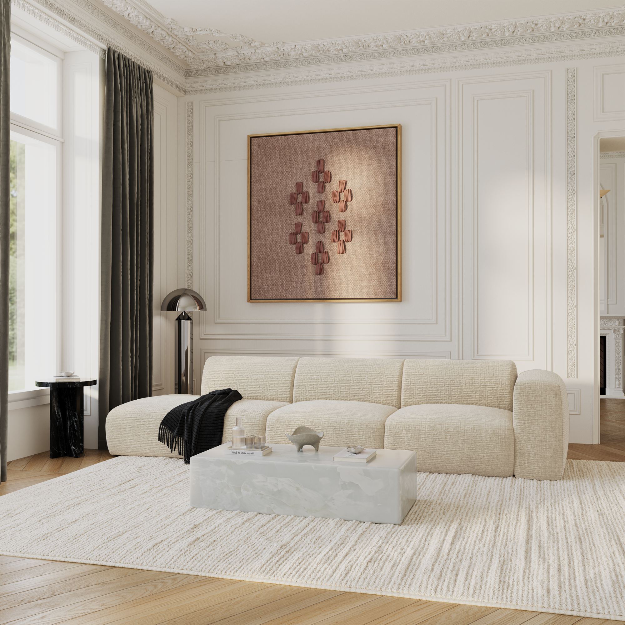 Sia Home Canapés Myra canapé droit 5 places crème
