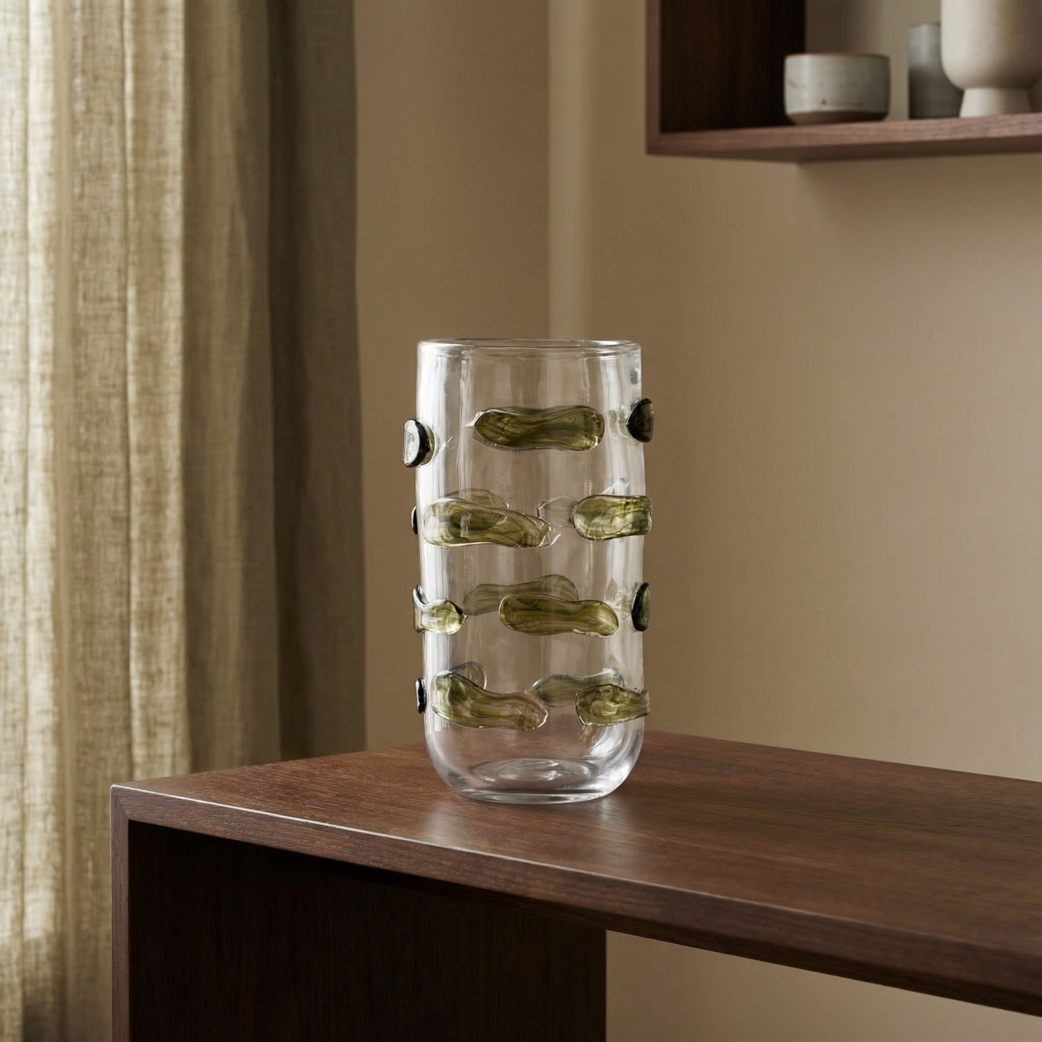 Sia Home Vertone vase verre soufflé vert 38 cm artisanal