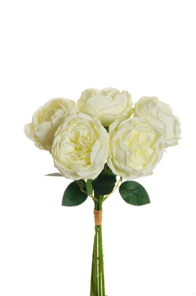 Feuillazur Rungis bouquet 5 roses artificielles blanc 38 cm