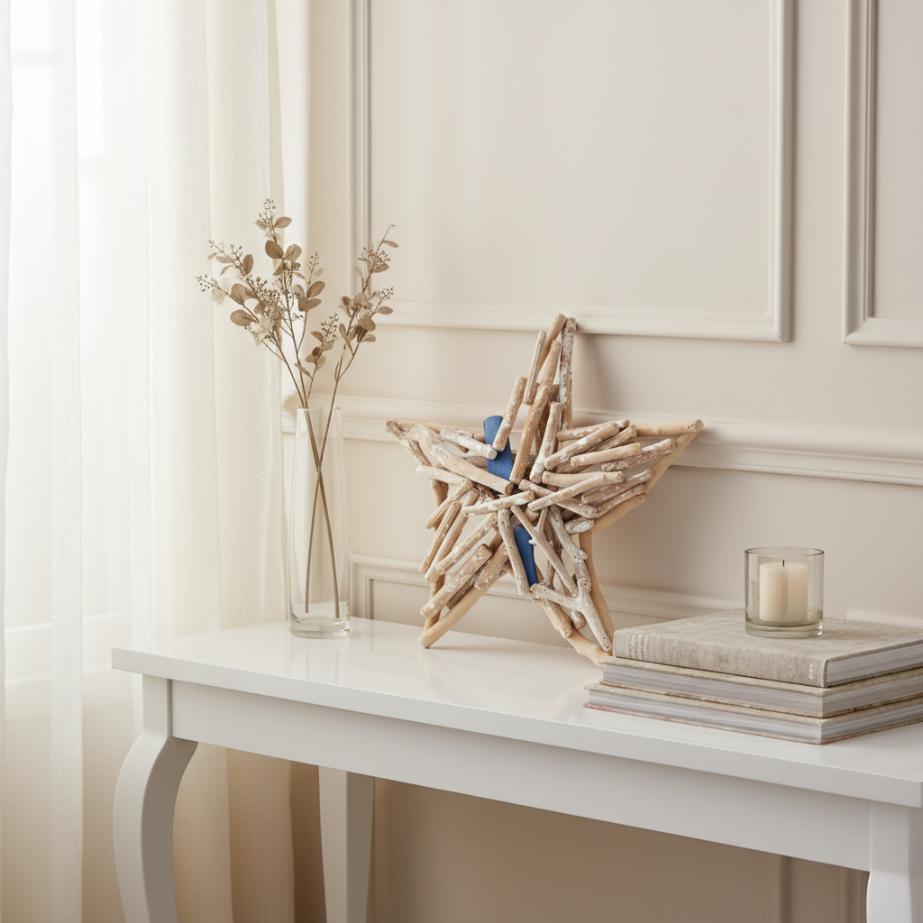 Sia Étoile Marin objet déco crème petit format 34 cm bois