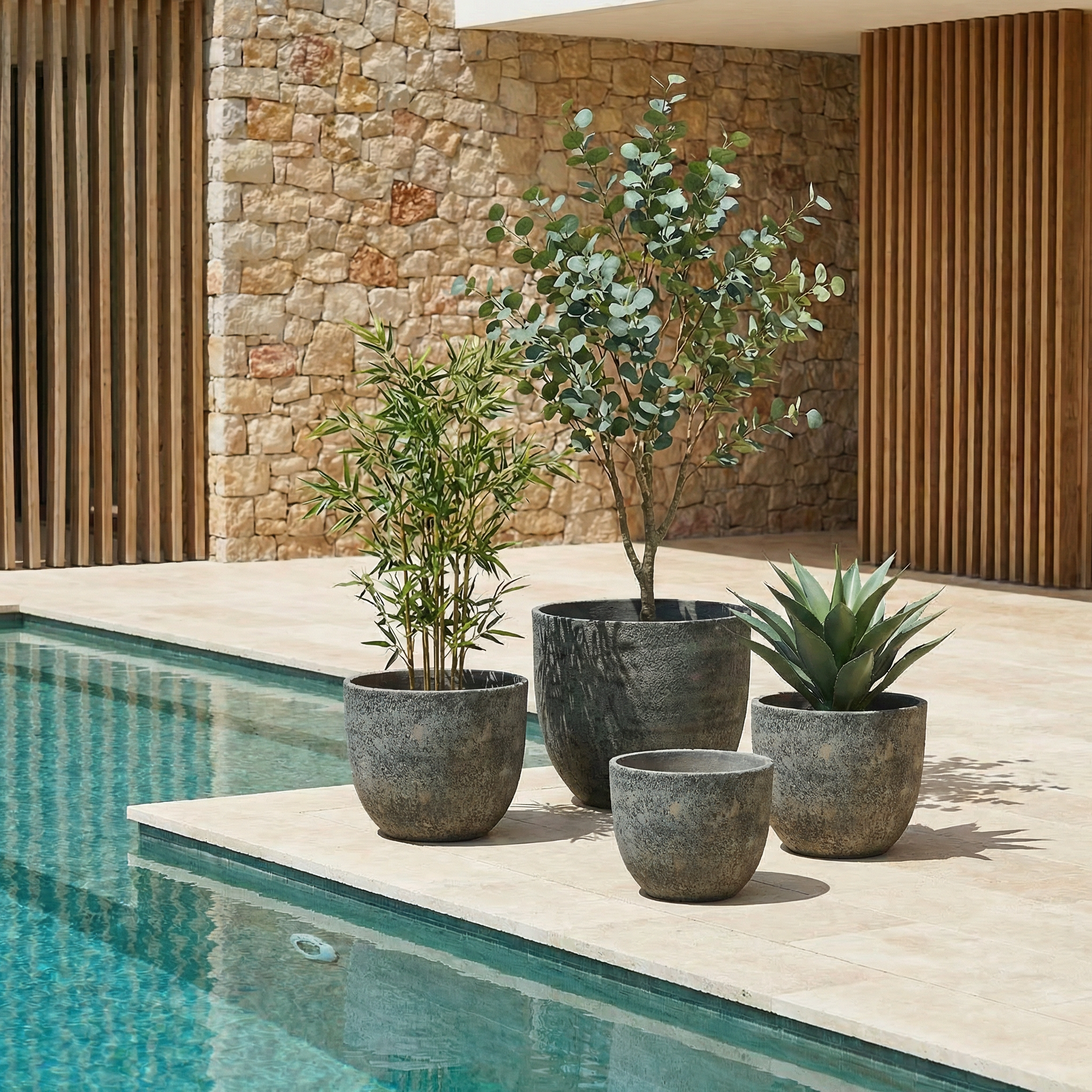 Sia Cache-pots Terra 30 cm cache-pot gris clair fibre ciment
