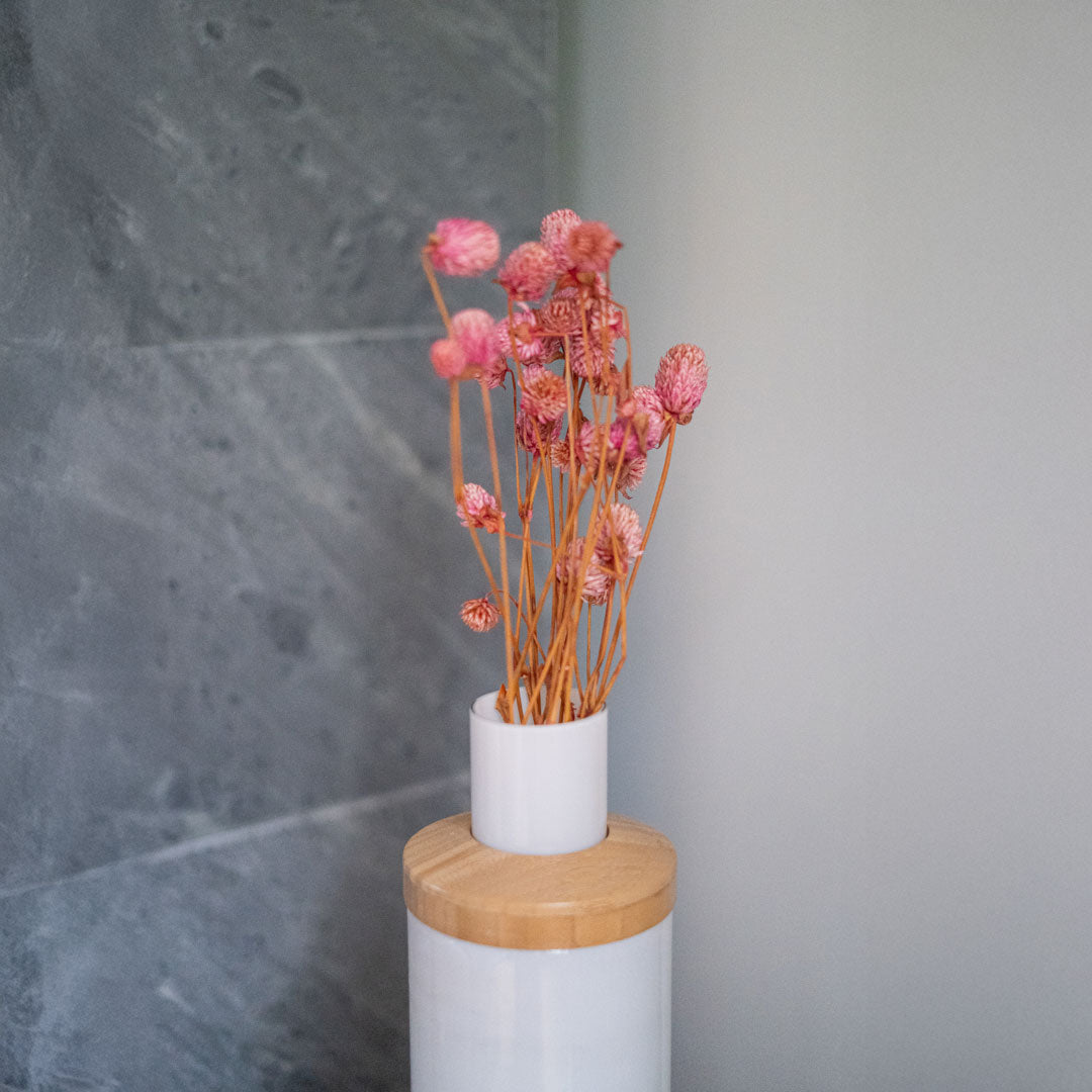 Flowrette Gomphrena botte séchée rose x1 pompons