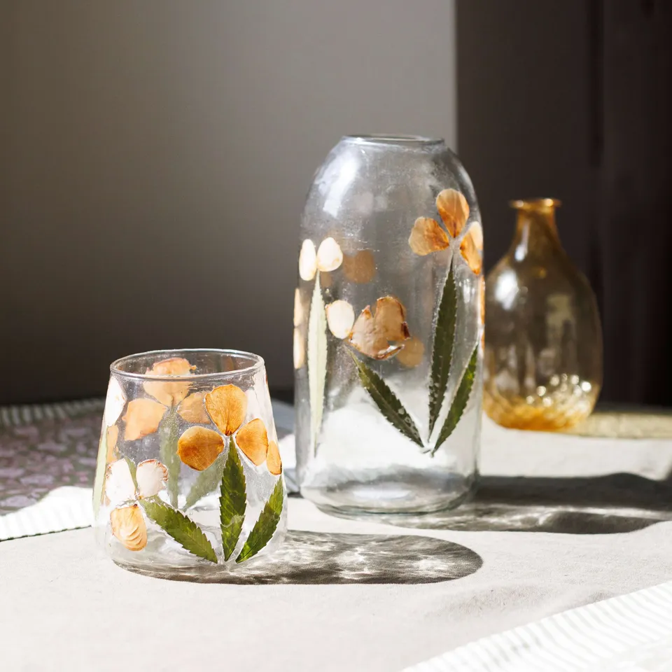 Flowrette Décoration Kalika photophore verre fleurs séchées