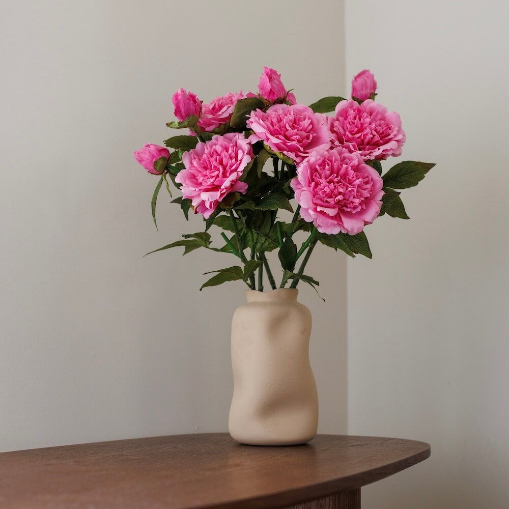 Flowrette Pivoine rose foncé fleur artificielle x1 Real Touch