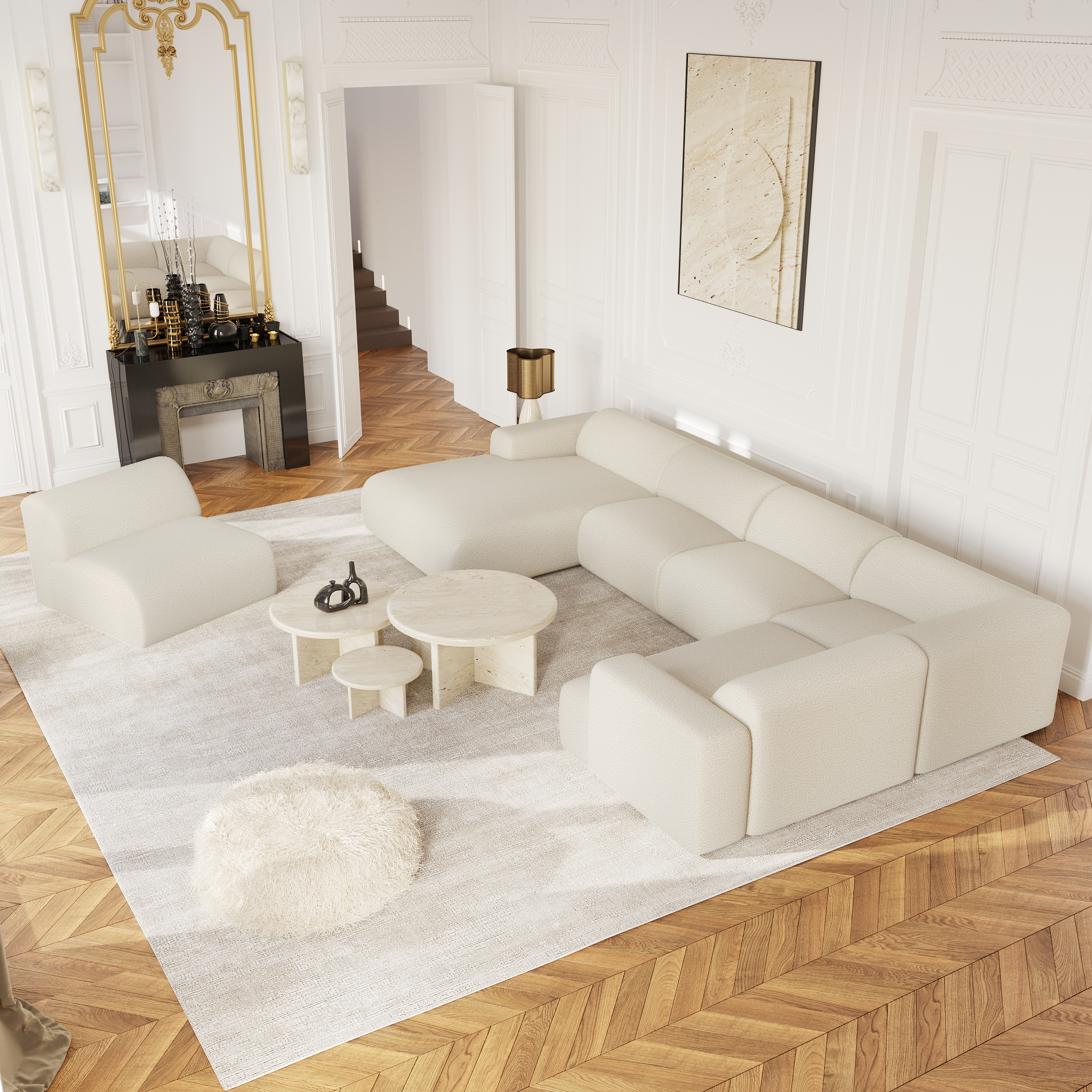 Sia Home Myra canapé panoramique gauche crème 5 places