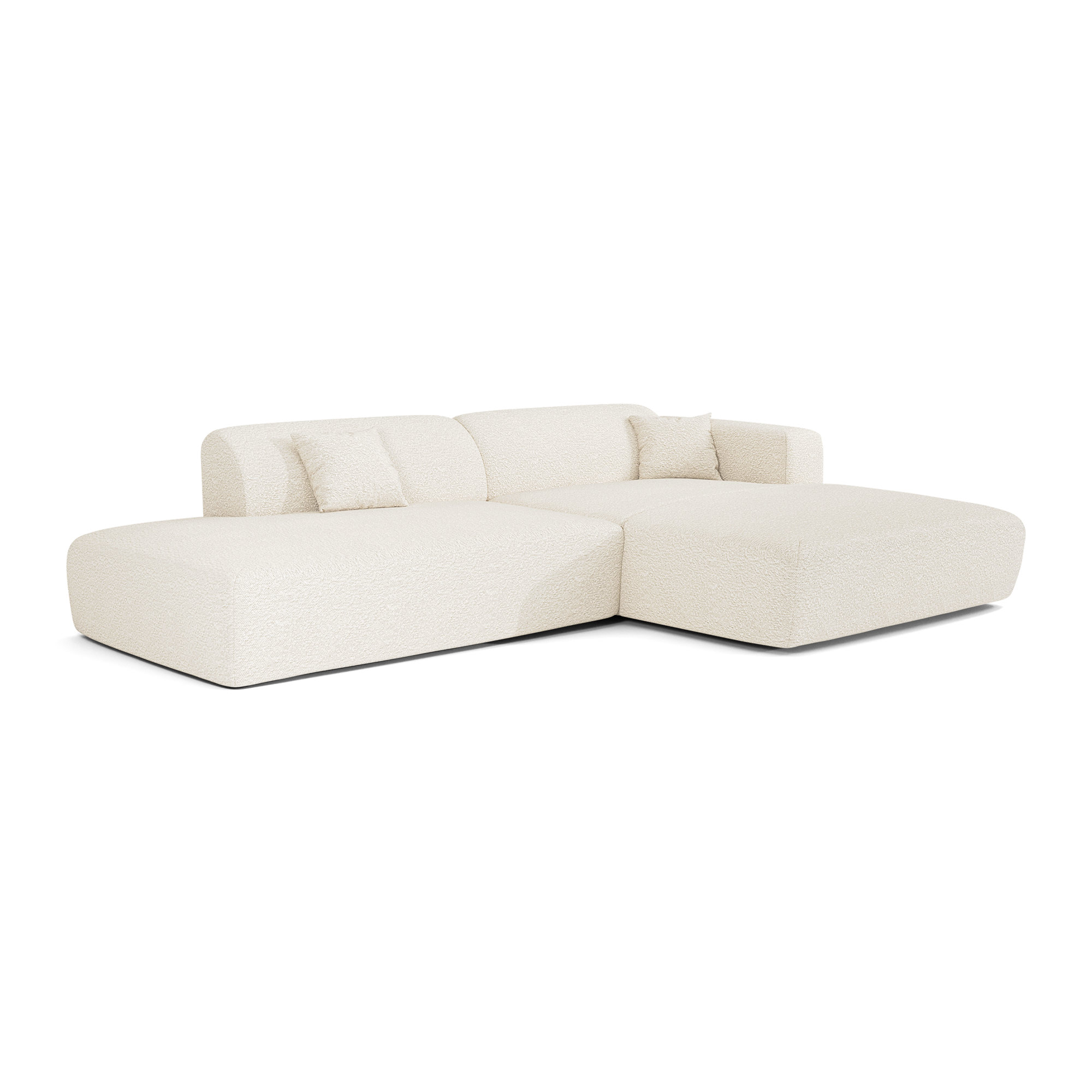 Sia MYRA canapé angle droit 5 places crème tissu