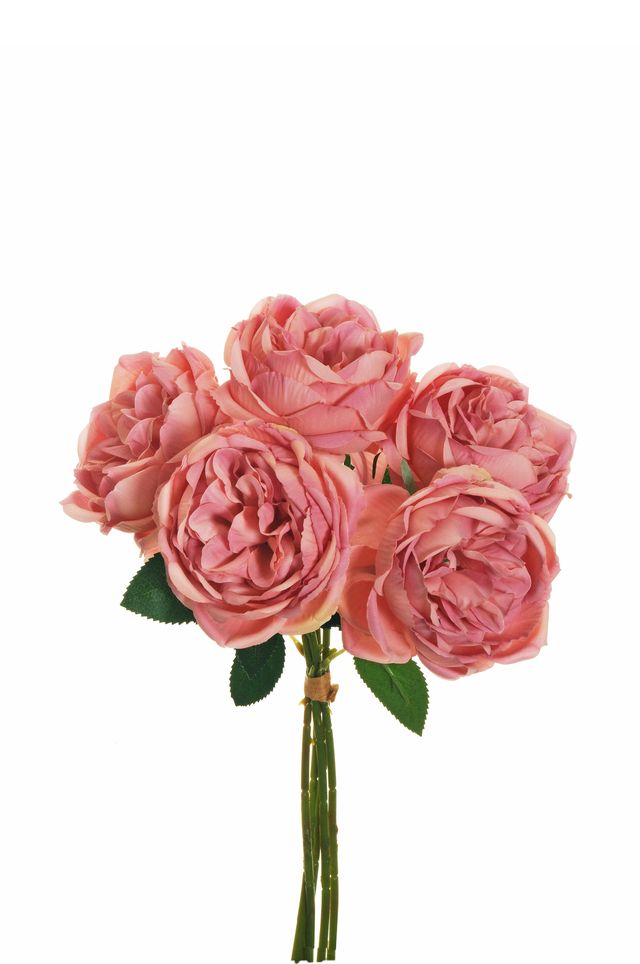 Feuillazur Rungis bouquet 5 roses artificielles blanc 38 cm