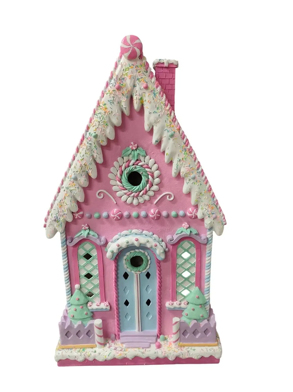 Feuillazur Rungis Maison gourmande XL déco Noël rose 97cm