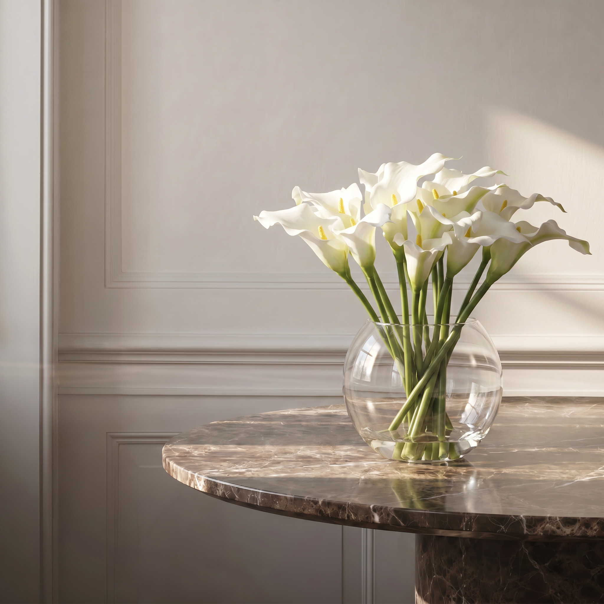 Sia Home Arums composition artificielle vase blanc 45 cm