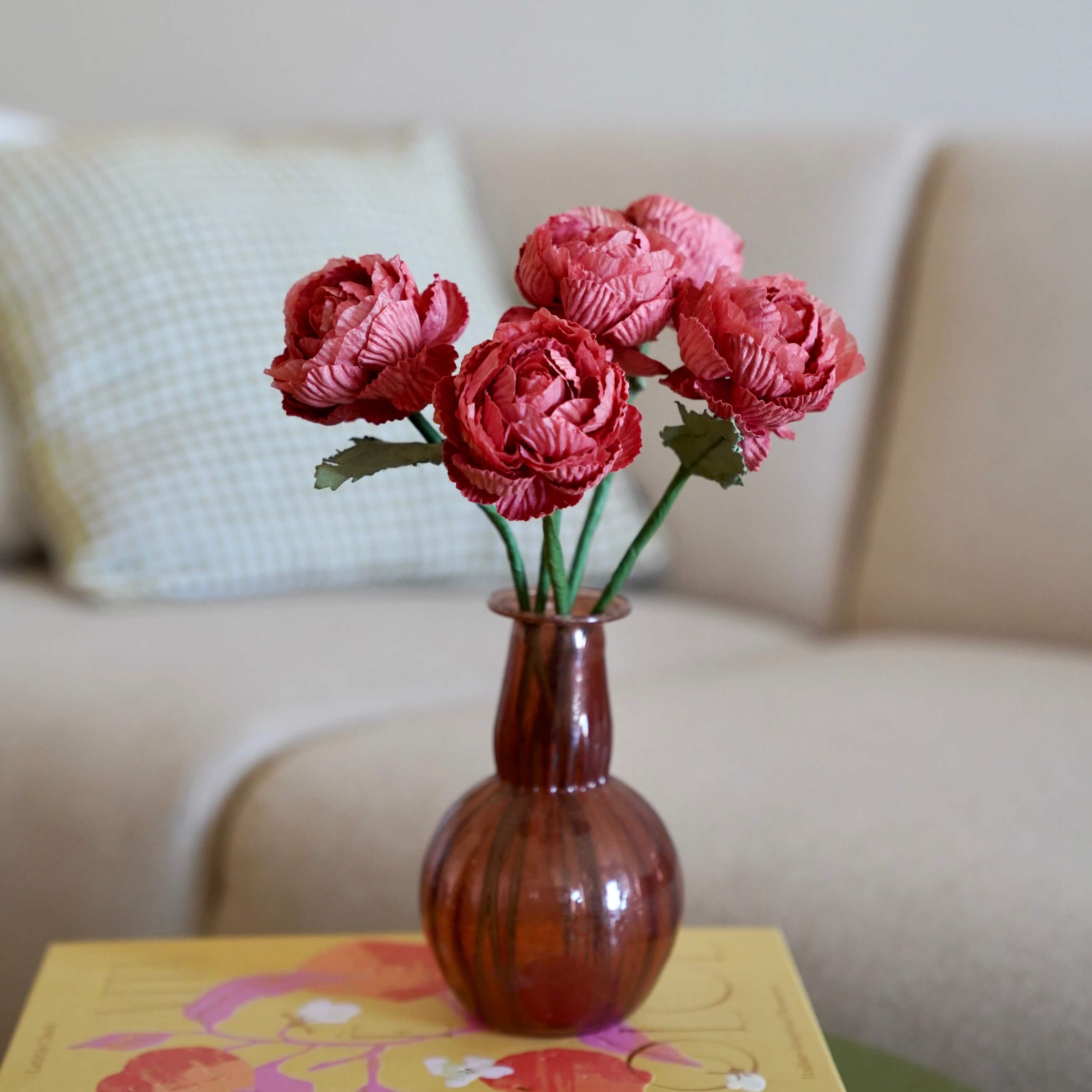Flowrette Renoncule fleur papier vieux rose x1