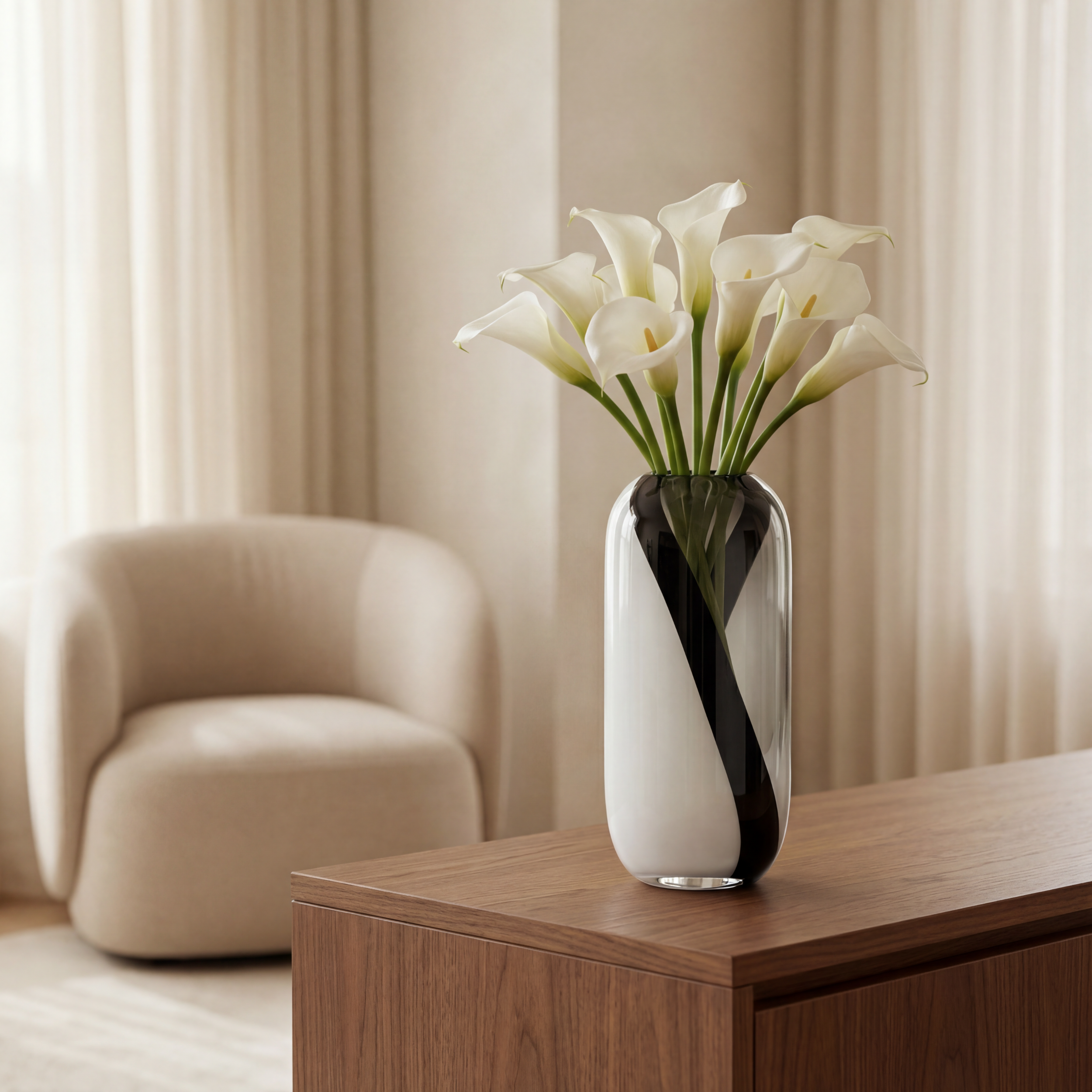 Sia Home Vases Alaska 37 cm vase blanc verre soufflé