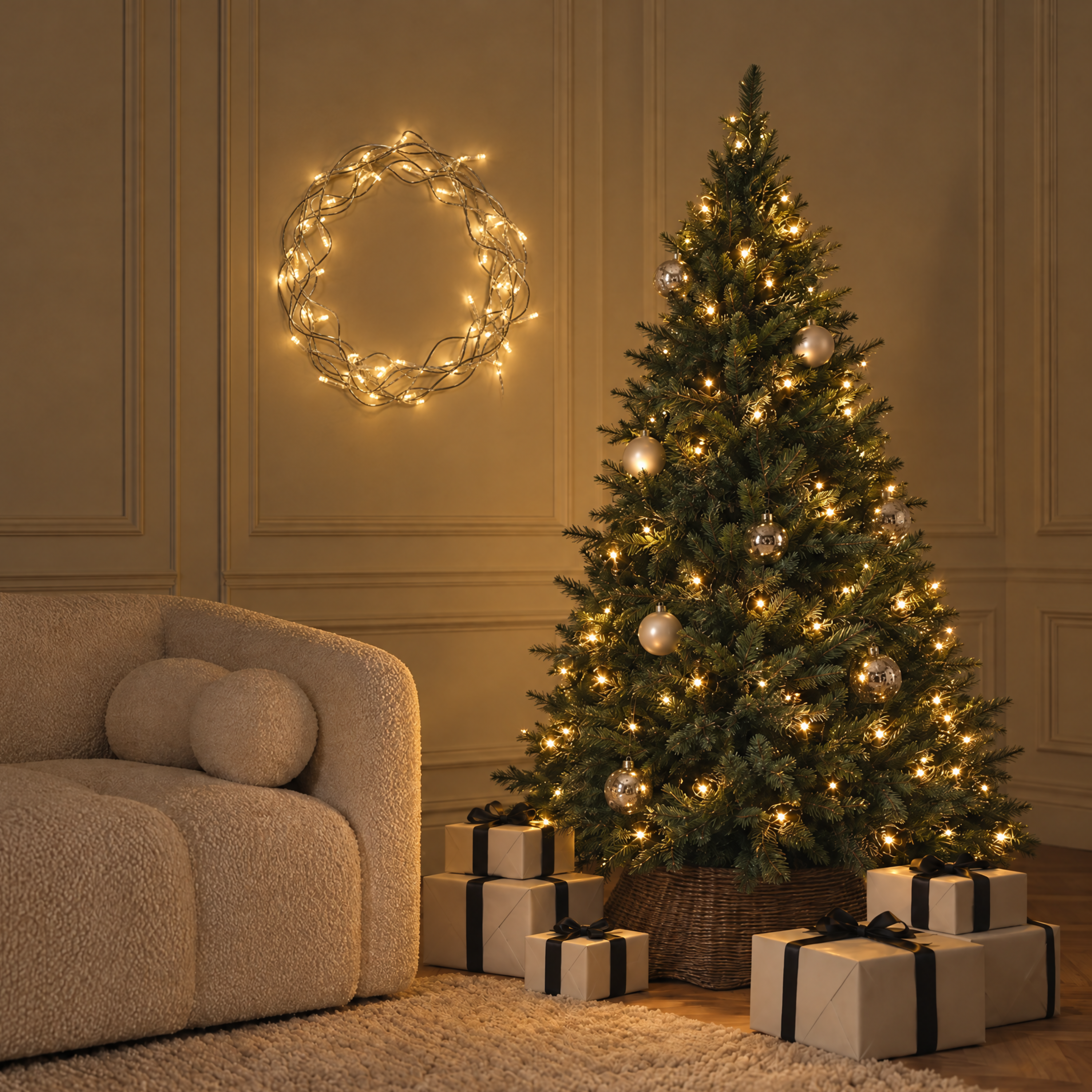 Sia Home Fluffy 180 cm sapin de Noël vert lumineux LED