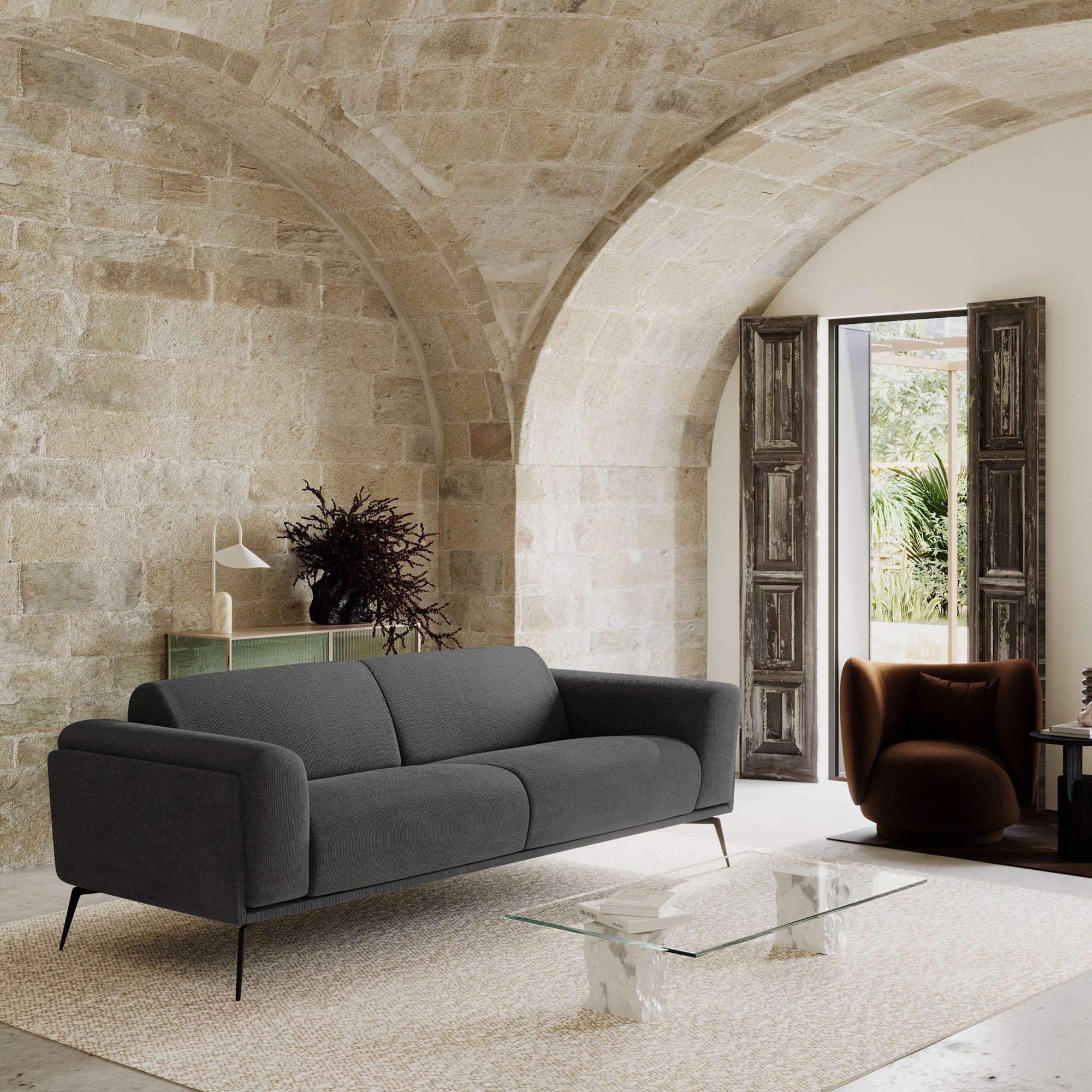 Sia Home Swann Canapé panoramique beige 5 places