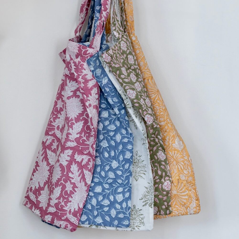Flowrette Morena tote bag coton kaki fleuri