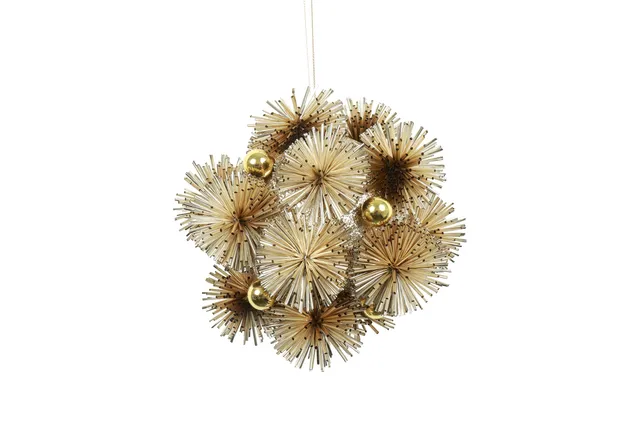 Feuillazur Sphère pompon doré 16 cm Noël