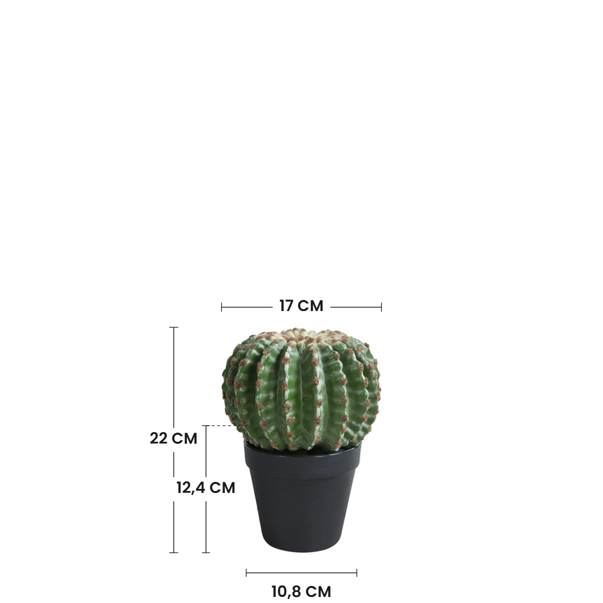Sia Home Cactus Rond 22 cm plante artificielle verte en pot