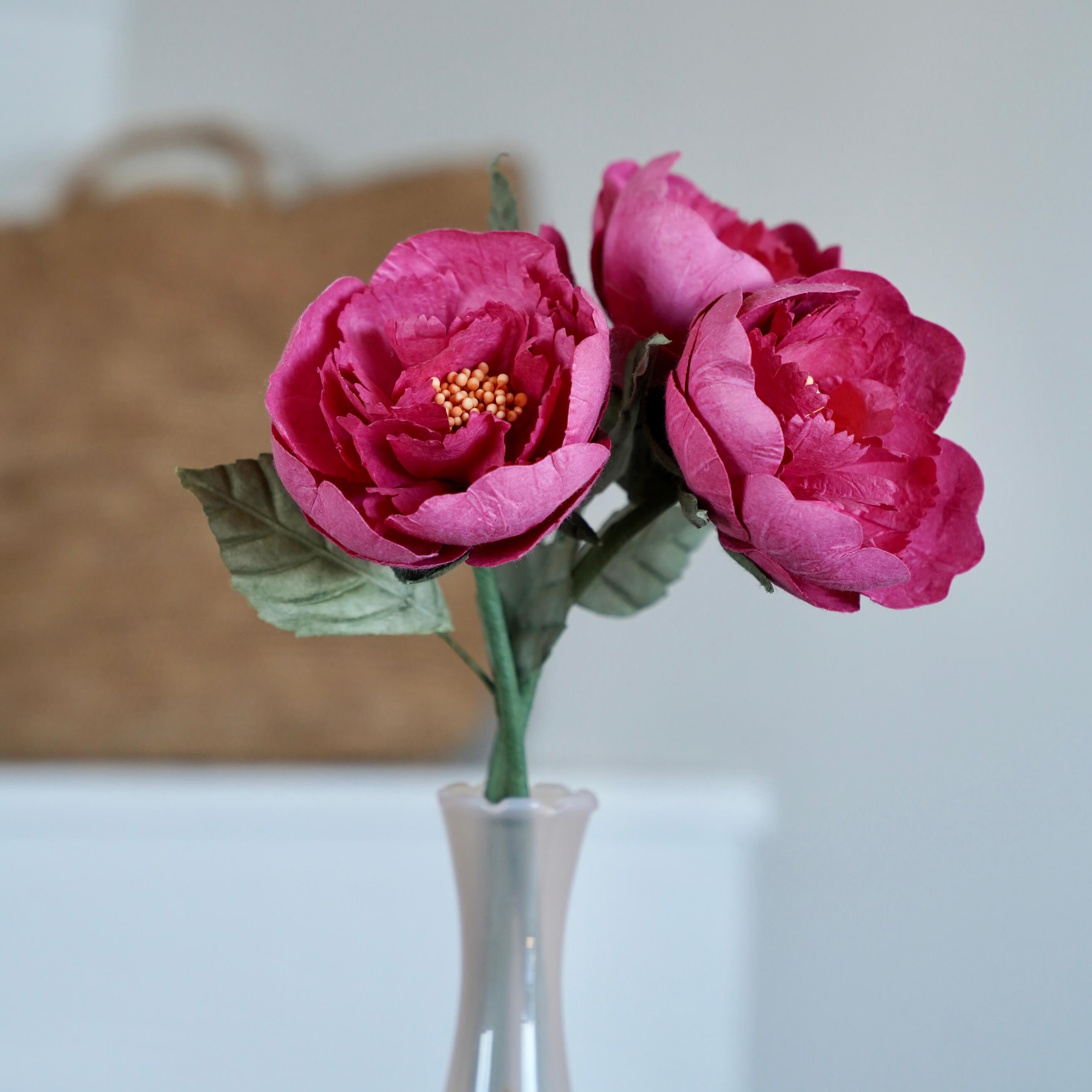 Flowrette Fleurs papier pivoine jardin fuchsia x1 tige