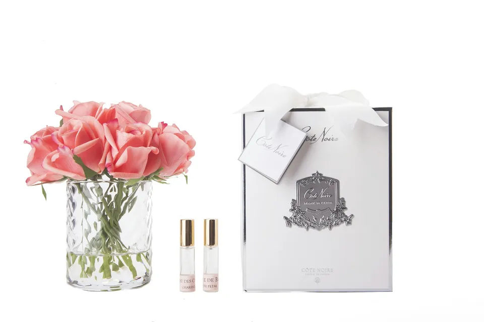 Côte Noire Herringbone fleur boutons rose blanc pêche HCF25