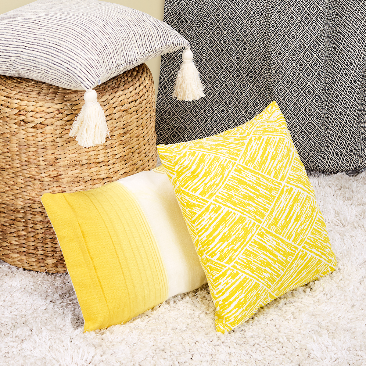Sia Home Smile housse de coussin jaune 40x40 coton
