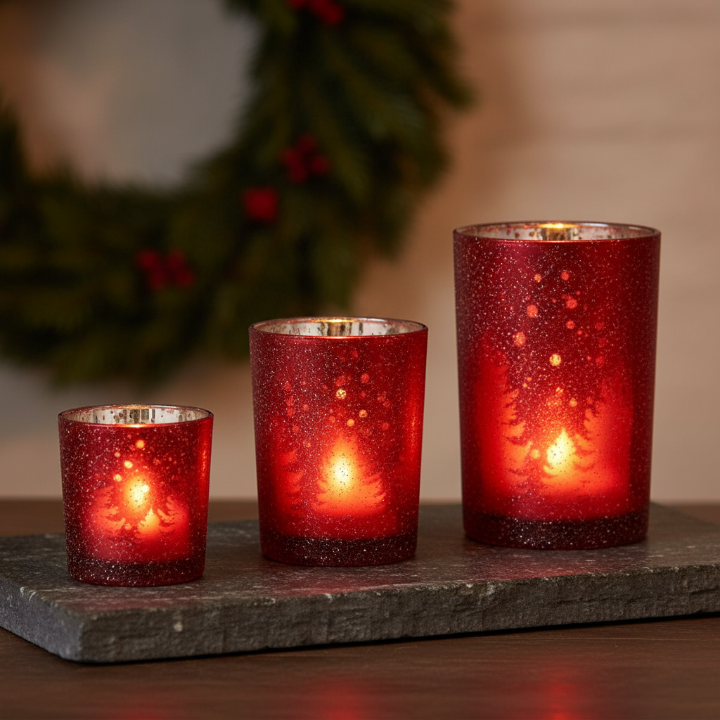 Sia Home Moor Photophore Verre 18 cm Rouge Vert