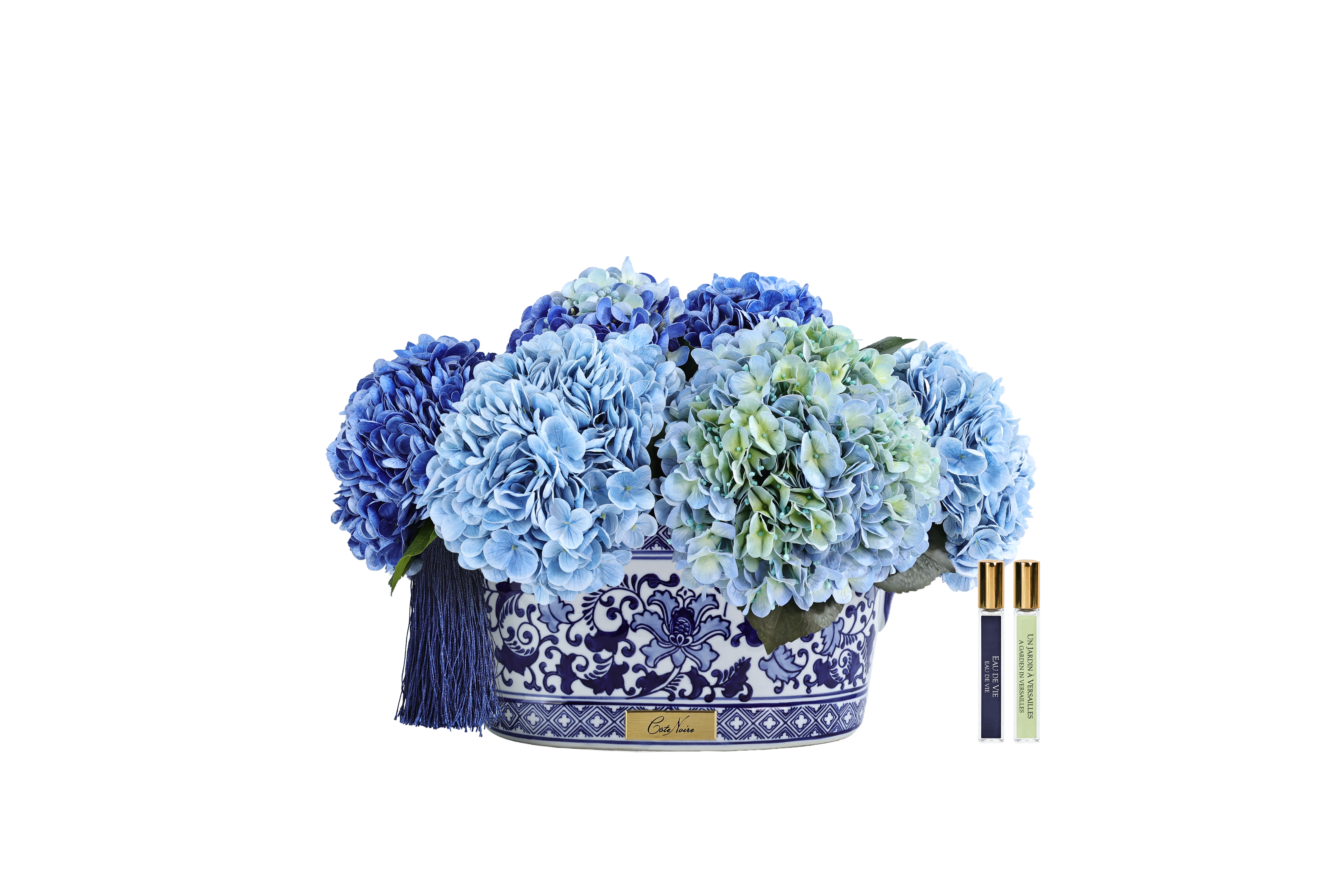 Côte Noire Chinoiserie GCH03 hortensias bleu mixte grand
