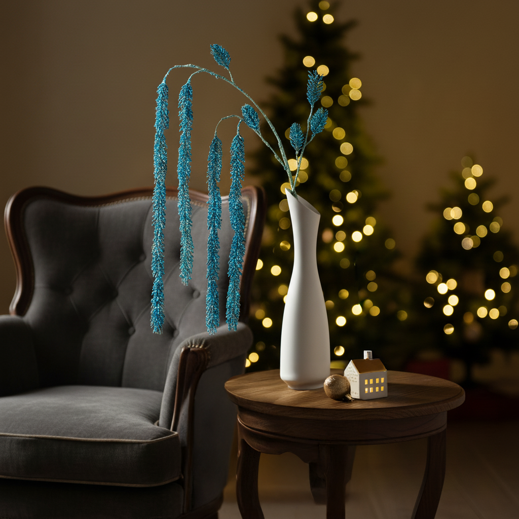 Sia Home Izia branche de pin pailletée bleue 172 cm
