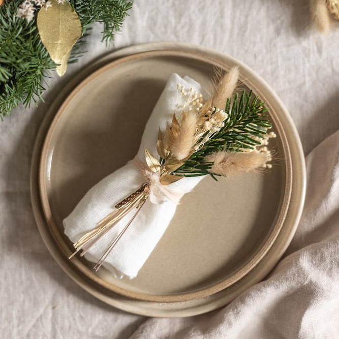 Flowrette Brins de Noël verts dorés déco table x3