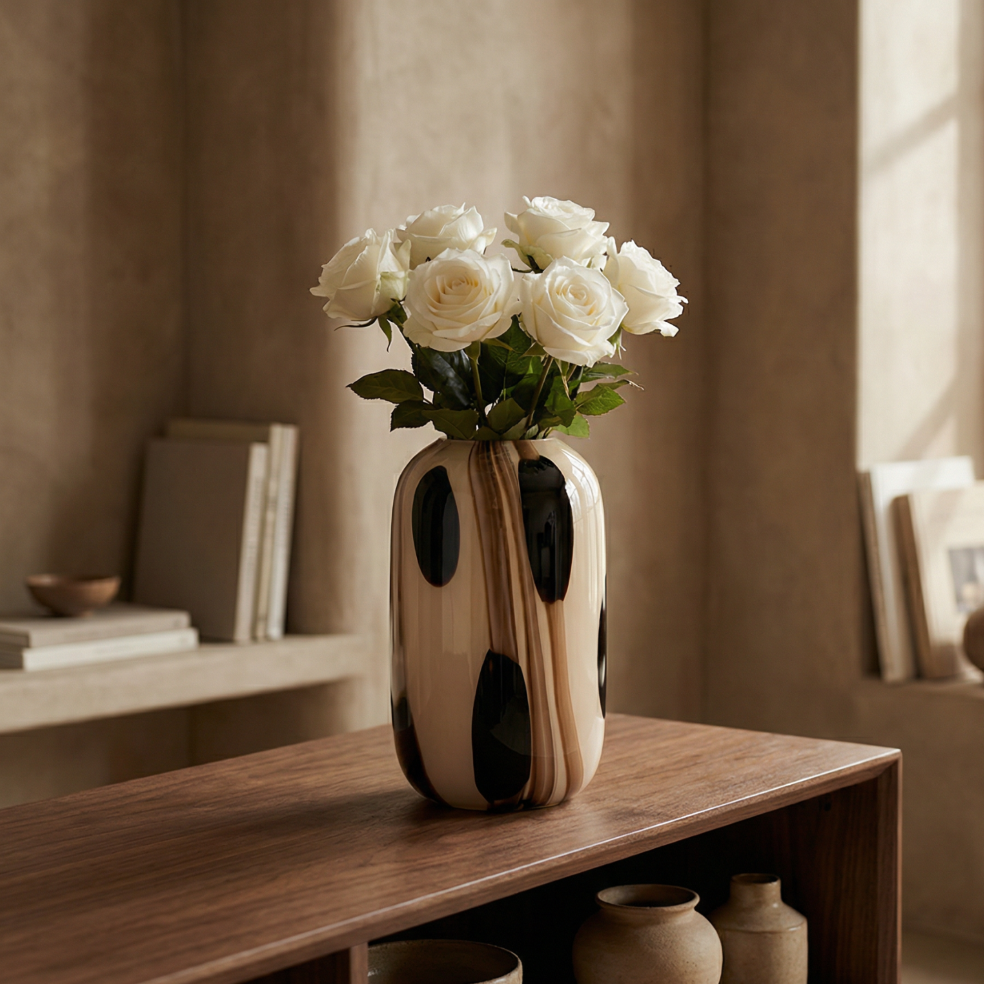 Sia Home Dots vase verre soufflé beige 33 cm