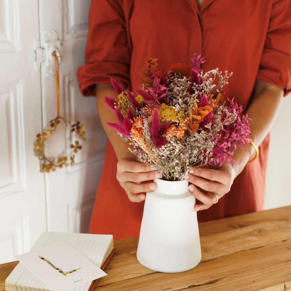 Flowrette Adam bouquet fleurs séchées automne achillée jaune S