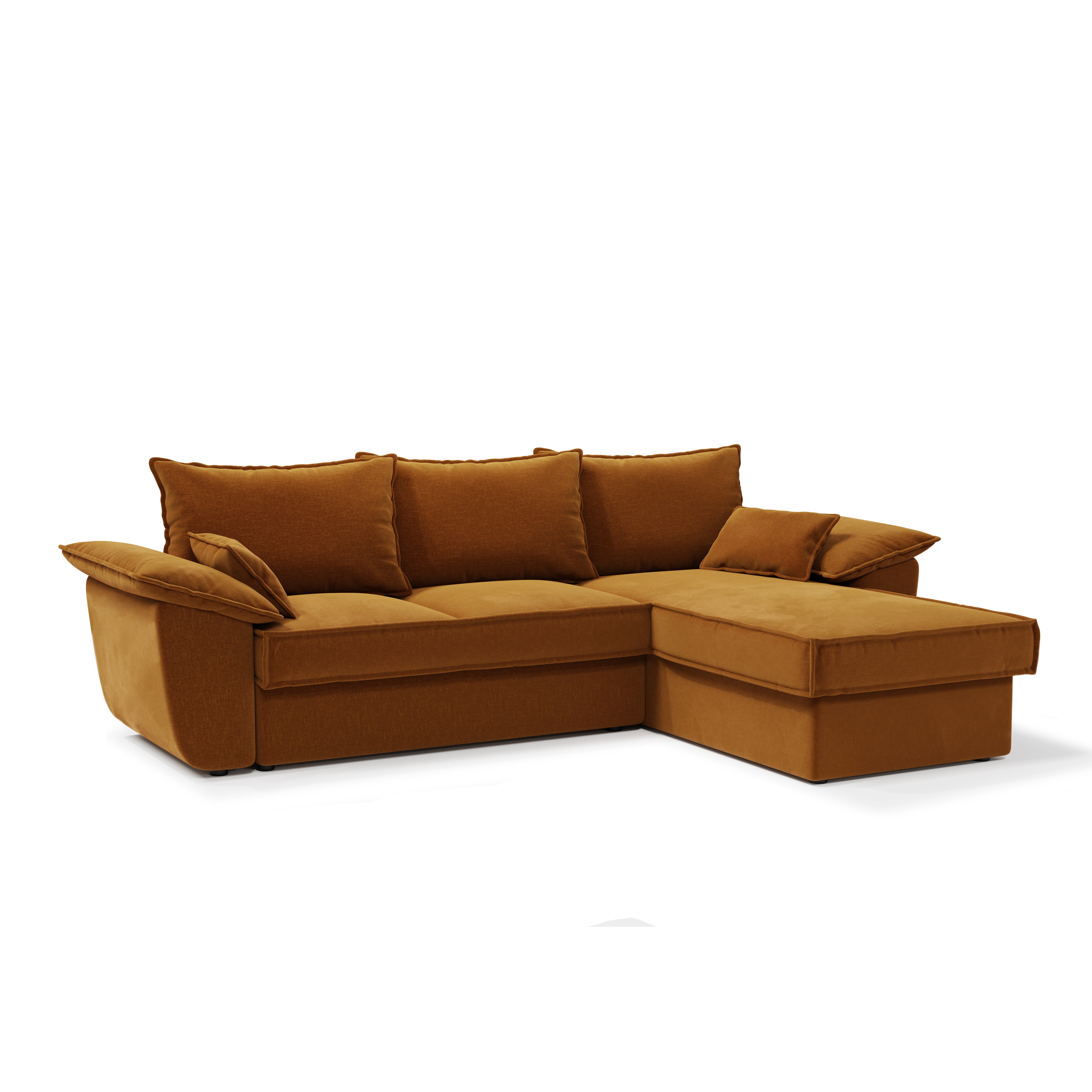 Sia Sasha canapé convertible angle droit beige coffre