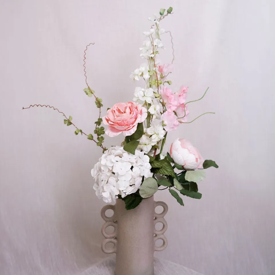 Flowrette Fleurs papier Bouquet Modigliani blanc rose