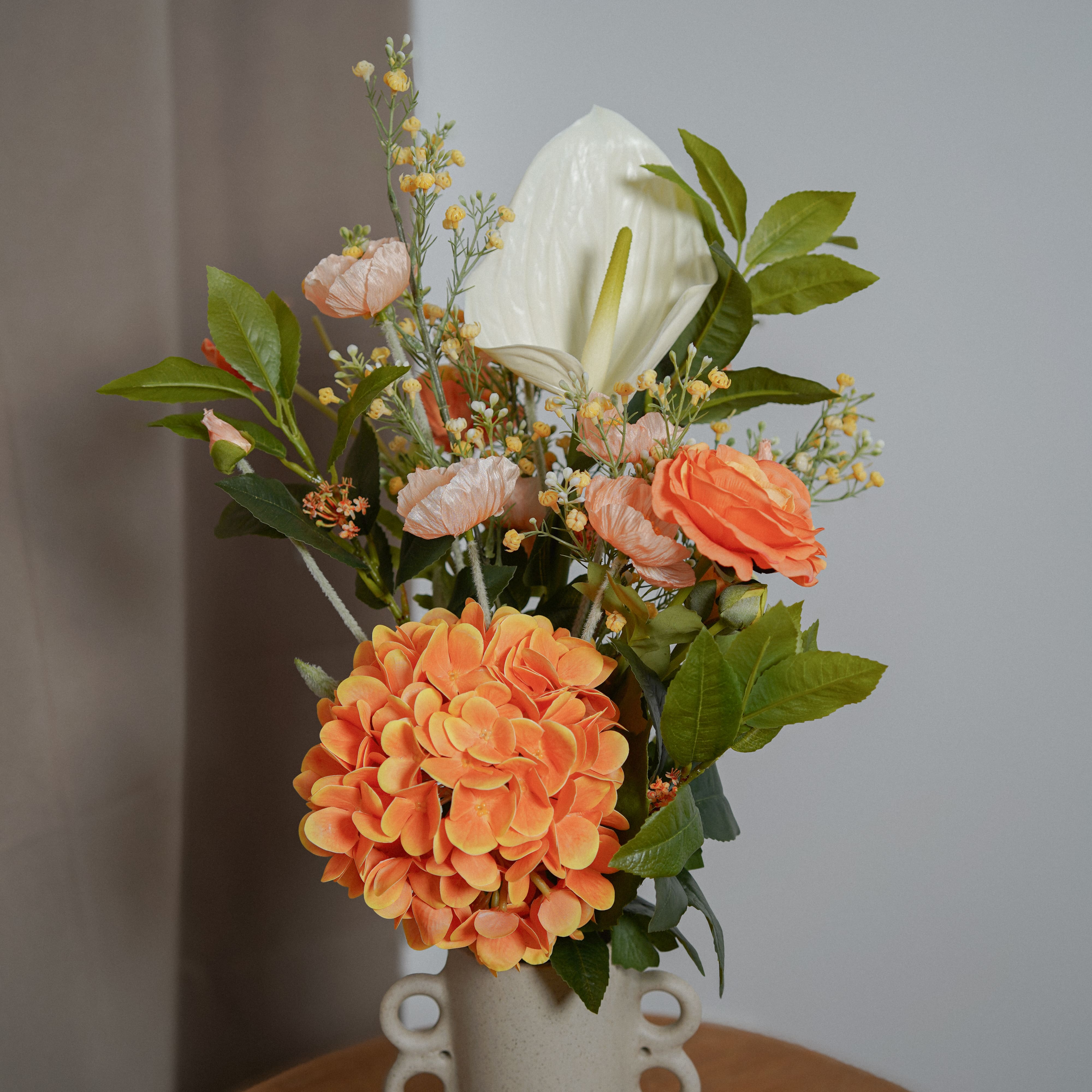 Flowrette Hortense bouquet fleurs artificielles orange Real Touch
