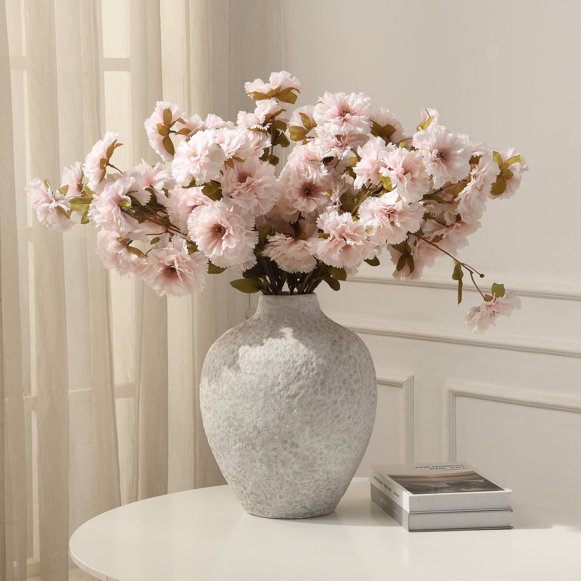 Sia Œillet tige artificielle crème 70 cm 3 fleurs