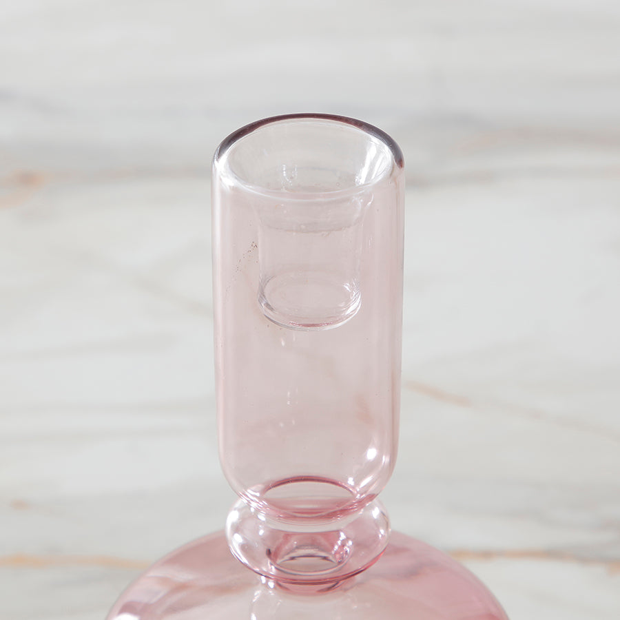 Sia Home Sunrise bougeoir verre rose 22 cm