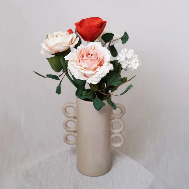 Flowrette Fleurs en papier bouquet Delaunay rose rouge